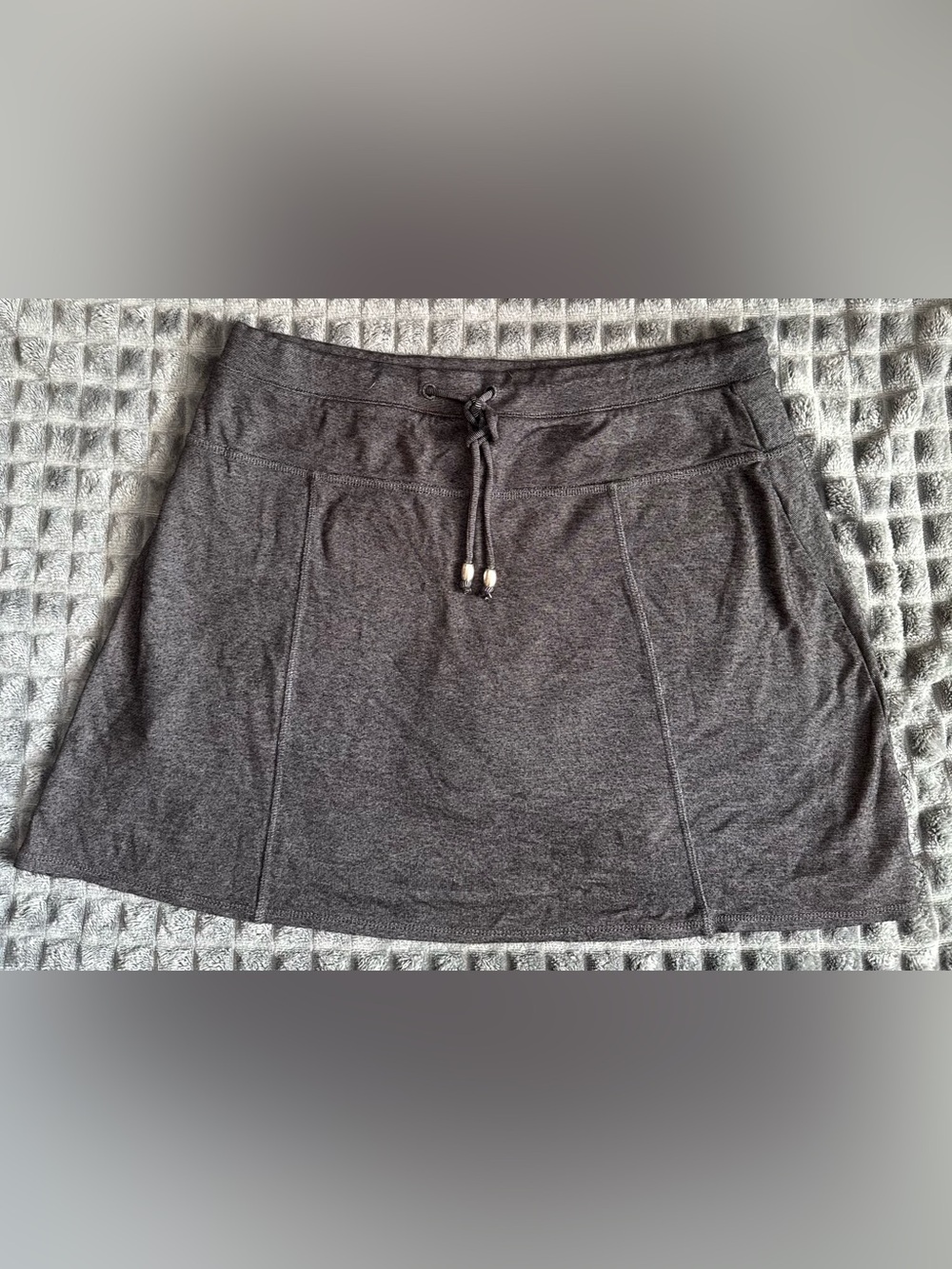 ❤️ Green Tea Large Women's Gray Drawstring Casual Skort Skirt Shorts (B8)
